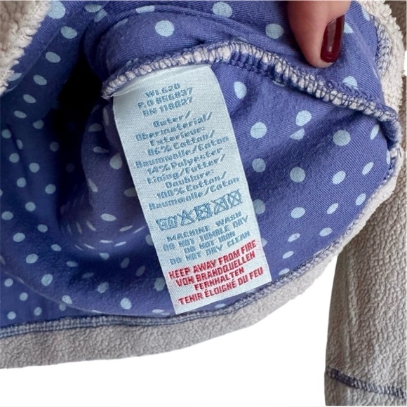 Boden Fleece Pullover Hiking Outdoor Layer Athletic Beige Purple Polka Dot XS - Picture 9 of 9